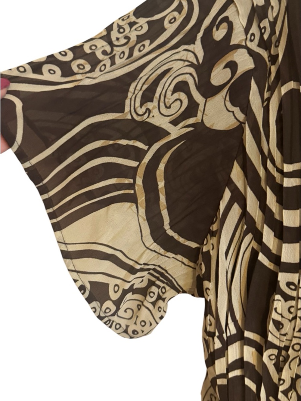 PRETTY Print Cap/Short Sleeve Blouse w/neckline tie detail   PLUS 18/20    #14 - Picture 6 of 9